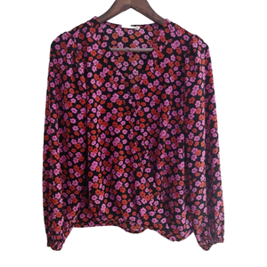 Lush Floral Cross-Wrap Blouse